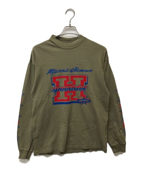 Hysteric Glamour（ヒステリックグラマー）Hysteric Glamour (ヒステリックグラマー) ロゴ 長袖カットソー カーキ サイズ:Mの古着・服飾アイテム