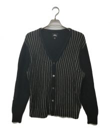 stussy（ステューシー）の古着「Stripe Cardigan」｜ネイビー