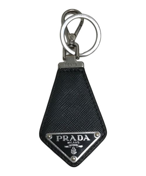 PRADA（プラダ）PRADA (プラダ) サフィアーノ キーリング トライアングルロゴ ブラックの古着・服飾アイテム