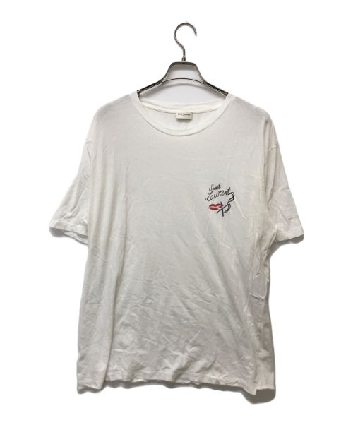 Saint Laurent Paris（サンローランパリ）Saint Laurent Paris (サンローランパリ) スモーキングリッププリントTシャツ ホワイト サイズ:XLの古着・服飾アイテム