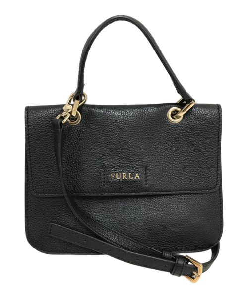 FURLA（フルラ）FURLA (フルラ) レザーフラップショルダーバッグ ブラックの古着・服飾アイテム