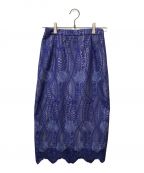 GRACE CONTINENTALグレースコンチネンタル）の古着「フラワー刺繍タイトスカート」｜ブルー