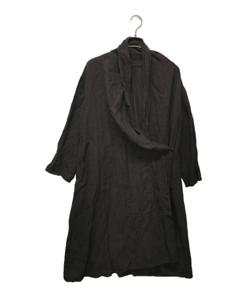 nest Robe（ネストローブ）nest Robe (ネストローブ) 先染めリネンローブワンピース ブラック サイズ:Freeの古着・服飾アイテム