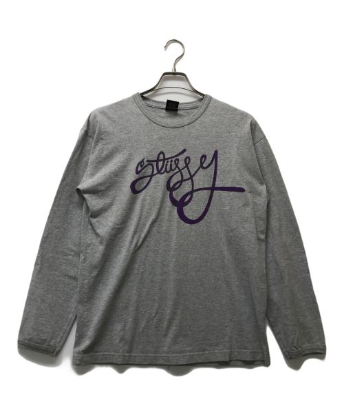 stussy（ステューシー）stussy (ステューシー) シューレースロゴプリントTシャツ グレー サイズ:Ⅿの古着・服飾アイテム