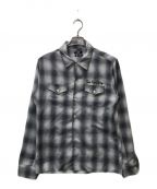 TMTティーエムティー）の古着「OMBRE CHECK OPEN COLLAR SHIRTS」｜グレー