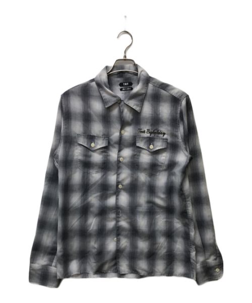 TMT（ティーエムティー）TMT (ティーエムティー) OMBRE CHECK OPEN COLLAR SHIRTS グレー サイズ: Lの古着・服飾アイテム