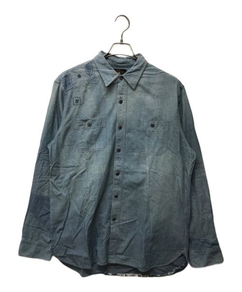 RRL（ダブルアールエル）RRL (ダブルアールエル) パッチワークシャンブレーシャツ インディゴ サイズ:Lの古着・服飾アイテム