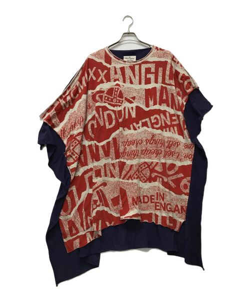 Vivienne Westwood ANGLOMANIA（ヴィヴィアンウエストウッドアングロマニア）Vivienne Westwood ANGLOMANIA (ヴィヴィアンウエストウッド アングロマニア) ドッキング総柄ワンピース レッド×ネイビー サイズ:Ⅿの古着・服飾アイテム