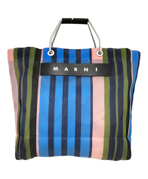 MARNI（マルニ）MARNI (マルニ) マルニマーケット ストライプトートバッグ ネイビーの古着・服飾アイテム