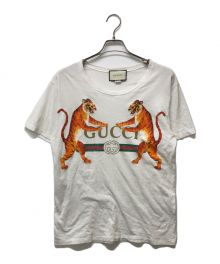 GUCCI（グッチ）の古着「タイガー/オールドロゴプリント 半袖Tシャツ」｜ホワイト