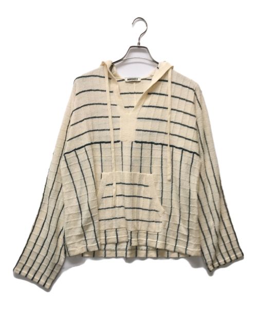 NKNIT（ンニット）NKNIT (ンニット) ストライプニットタオルフーディー ベージュの古着・服飾アイテム