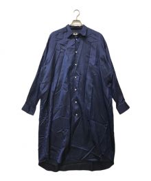 COMME des GARCONS HOMME PLUS（コムデギャルソンオムプリュス）の古着「ラメストライプオーバーサイズ長袖シャツ」｜ブルー