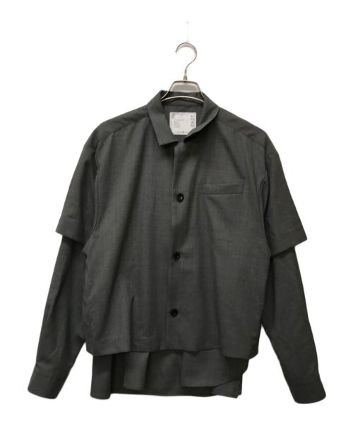 sacai（サカイ）sacai (サカイ) Suiting Layered Shirt グレー サイズ:2の古着・服飾アイテム