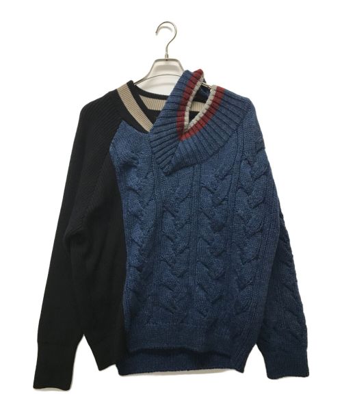 KOLOR（カラー）KOLOR (カラー) WOOL CABLE V-NECK KNIT ネイビー サイズ:1の古着・服飾アイテム