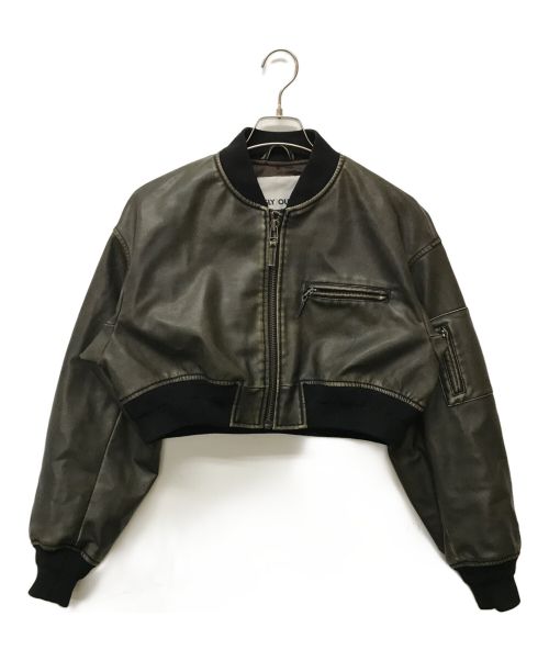 SLY（スライ）SLY (スライ) VINTAGE F/LEATHER CROP ブルゾン ブラウン サイズ:SIZE 1の古着・服飾アイテム