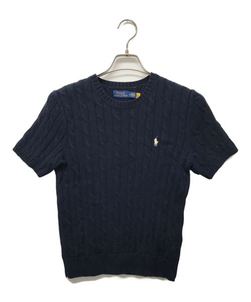 POLO RALPH LAUREN（ポロ・ラルフローレン）POLO RALPH LAUREN (ポロ・ラルフローレン) 半袖ケーブルコットンニット ネイビー サイズ:SIZE Mの古着・服飾アイテム