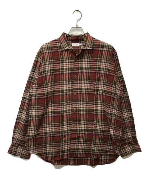 sans limite（サンリミット）Sans limite (サンリミット) ボックスワイドスプレッド チェックネル ブラウン サイズ:SIZE 2の古着・服飾アイテム