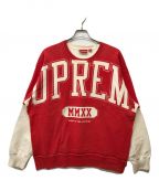 SUPREMEシュプリーム）の古着「オーバープリント クルーネック スウェット」｜ホワイト×レッド