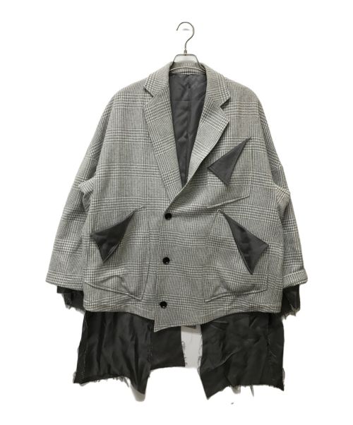 sulvam（サルバム）sulvam (サルバム) PLAID SHORT OVER COAT グレー サイズ:SIZE Sの古着・服飾アイテム