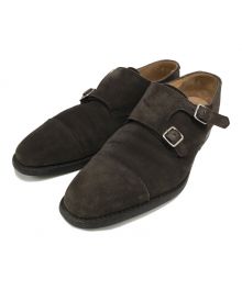 Crockett & Jones（クロケット＆ジョーンズ）の古着「スエードダブルモンクストラップシューズ」｜ブラウン