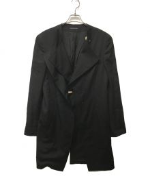 Yohji Yamamoto pour homme（ヨウジヤマモト プールオム）の古着「トグルボタンノーカラーレイヤードロングジャケット」｜ブラック