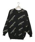 BALENCIAGAバレンシアガ）の古着「AW17 All Over Jacquard Logo Black Crewneck sweater」｜ブラック