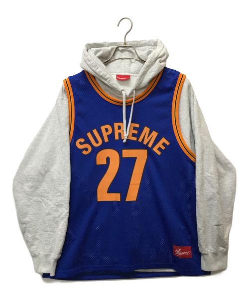 SUPREME（シュプリーム）SUPREME (シュプリーム) 21SS Basketball Jersey Hooded Sweatshirt ブルー×グレー サイズ:SIZE Lの古着・服飾アイテム