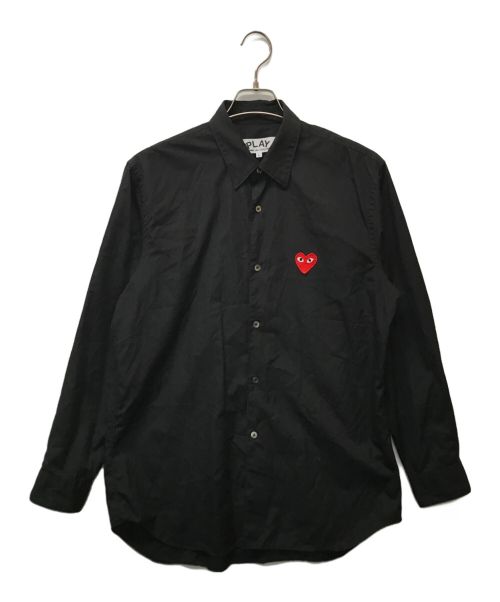 PLAY COMME des GARCONS（プレイ コムデギャルソン）PLAY COMME des GARCONS (プレイ コムデギャルソン) ハートワッペンレギュラーカラーシャツ ブラック サイズ:Ｌの古着・服飾アイテム