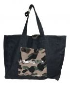 A BATHING APE×A.P.C.アベイシングエイプ×アーペーセー）の古着「リバーシブルデニム・カモフラトートバッグ」｜ブラック