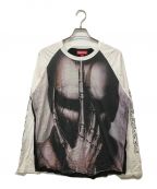 SUPREME×H.R.Gigerシュプリーム×ハンス・リューディ・ギーガー）の古着「H.R.Giger Raglan L/S Top」｜ブラック×ホワイト