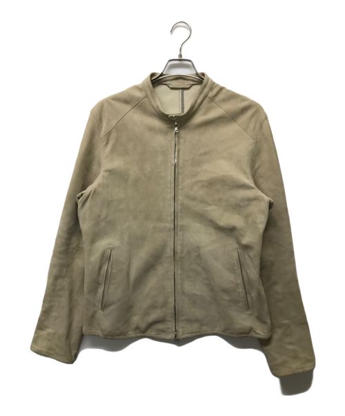 Cruciani（クルチアーニ）Cruciani (クルチアーニ) ヌバックレザー シングルライダースジャケット ベージュ サイズ:SIZE 52の古着・服飾アイテム