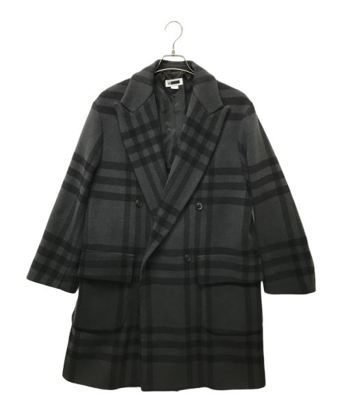 H BEAUTY&YOUTH（エイチ ビューティー&ユース）H BEAUTY&YOUTH (エイチ ビューティー&ユース) DOUBLE FACE MONOTONE CHECK POLO COAT グレー サイズ:SIZE 32の古着・服飾アイテム