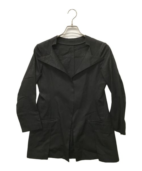 Yohji Yamamoto FEMME（ヨウジヤマモトファム）Yohji Yamamoto femme (ヨウジヤマモトファム) カッティングラペルボタレスジャケット ブラック サイズ:SIZE 1の古着・服飾アイテム