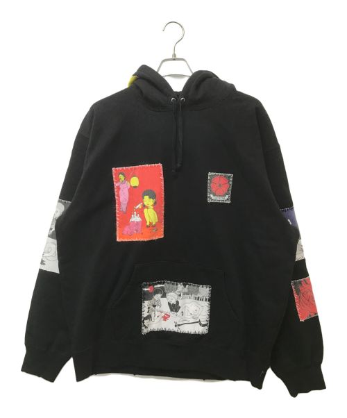 SUPREME（シュプリーム）Supreme (シュプリーム) 佐伯俊男 コラボダメージ加工プルオーバーパーカー ブラック サイズ:SIZE XLの古着・服飾アイテム