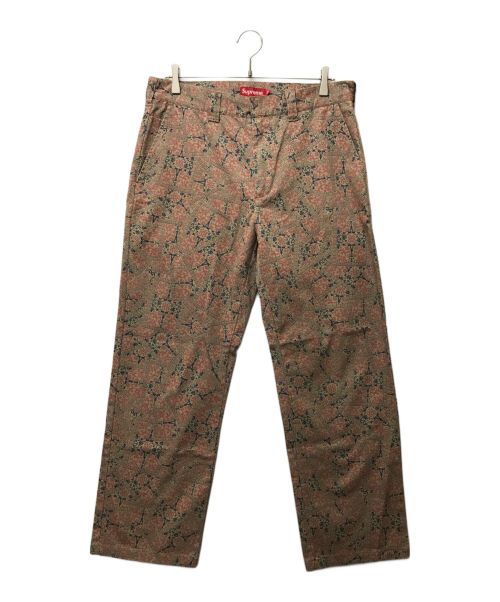 SUPREME（シュプリーム）Supreme (シュプリーム) 21AW フローラルカードワークパンツ ベージュ×ピンク サイズ:SIZE 32の古着・服飾アイテム