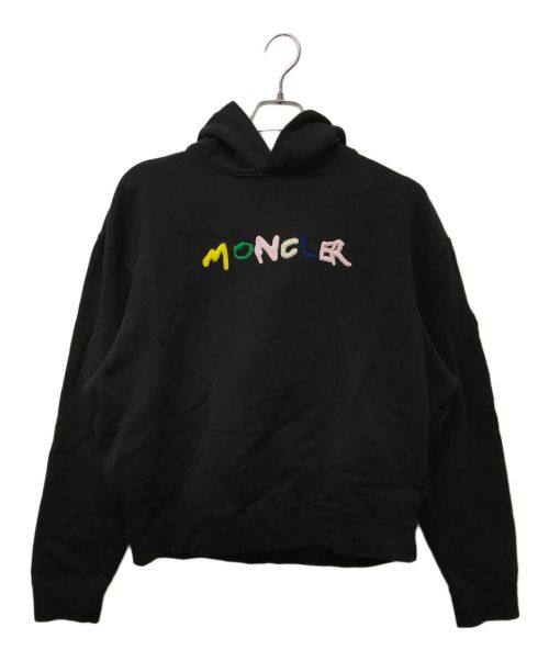 MONCLER（モンクレール）MONCLER (モンクレール) フロントロゴプルオーバーパーカー ブラック サイズ:Lの古着・服飾アイテム