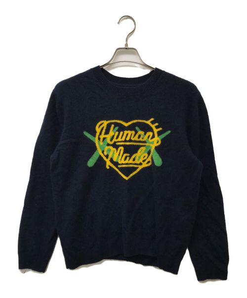 HUMAN MADE（ヒューマンメイド）HUMAN MADE (ヒューマンメイド) KAWS (カウズ) KAWS MADE KNIT SWEATER ネイビー サイズ:XXLの古着・服飾アイテム