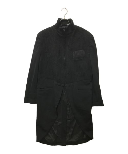 Yohji Yamamoto pour homme（ヨウジヤマモト プールオム）Yohji Yamamoto pour homme (ヨウジヤマモト プールオム) ニット切替ジップアップコート ブラック サイズ:SIZE XLの古着・服飾アイテム