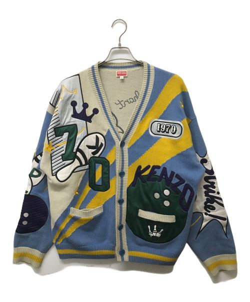 KENZO（ケンゾー）KENZO (ケンゾー) Kenzo Bowling Elephant カーディガン ブルー×イエロー サイズ:SIZE Mの古着・服飾アイテム