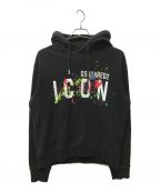 DSQUARED2ディースクエアード）の古着「ICON SPLATTER HOODIE」｜ブラック