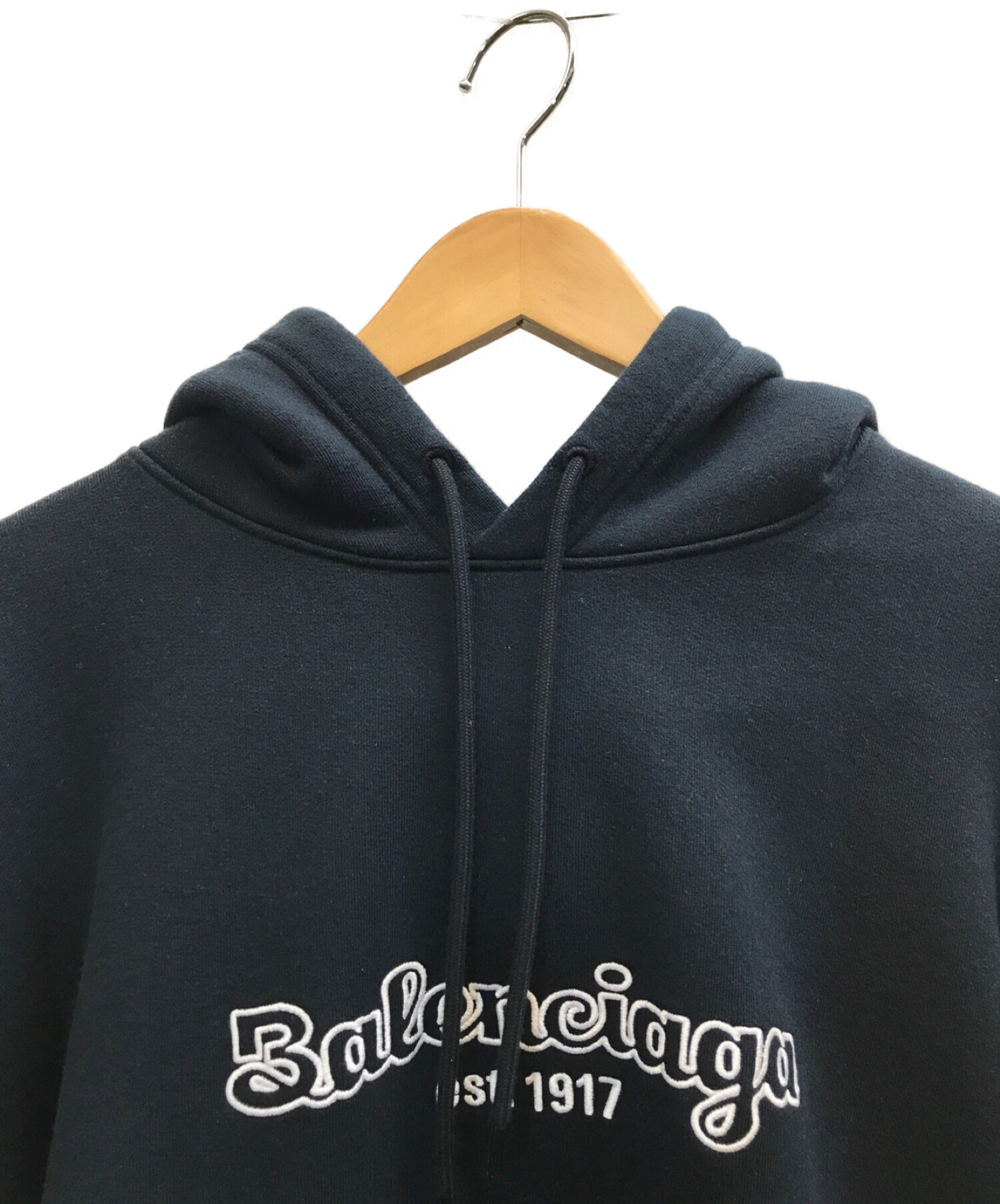 BALENCIAGA (バレンシアガ) EST.1917 Back Pulled Hoodie EST.1917プルオーバーパーカー ネイビー  サイズ:S