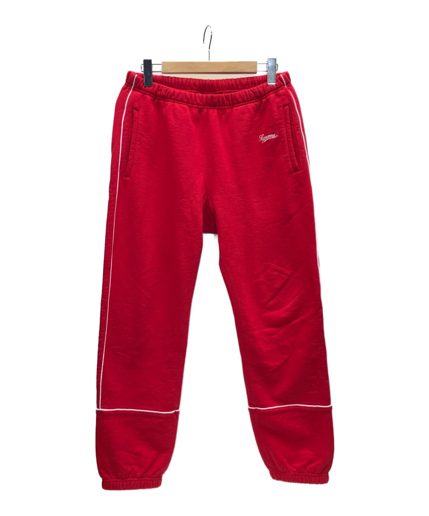 シンプルでおしゃれ supreme piping sweatpant スウェットパンツ 赤