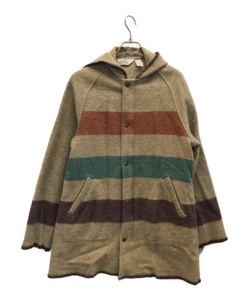 WOOLRICH（ウールリッチ）WOOLRICH (ウールリッチ) 70s ウールリッチ ボーダー ブランケットジャケット ベージュ サイズ:Lの古着・服飾アイテム