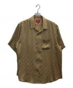 SUPREMEシュプリーム）の古着「22SS Tonal Monogram Silk S/S Shirt　トーナル モノグラム シルク エスエス シャツ　半袖オープンカラーシャツ」｜ブラウン