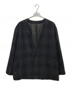 N.HOOLYWOODエヌ ハリウッド）の古着「Compile Line COLLARLESS JACKET　コンパイルライン　カラーレスジャケット　ノーカラー2Bジャケット」｜ブラック