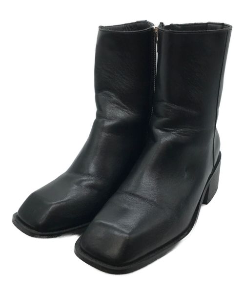 soerte（ソエルテ）soerte (ソエルテ) Square toe leather boots スクエアトゥレザーブーツ ブラック サイズ:41の古着・服飾アイテム