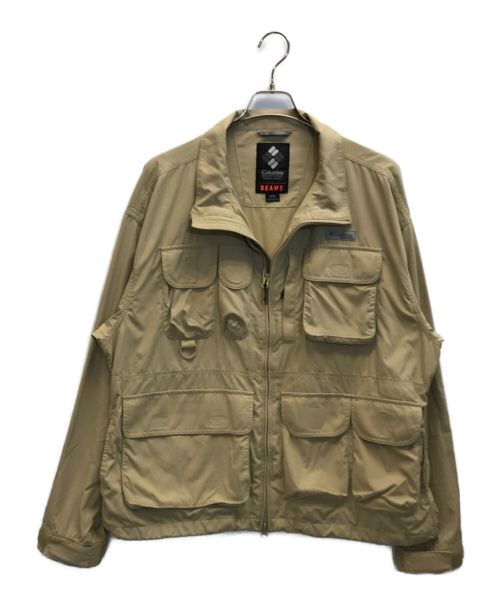 Columbia（コロンビア）Columbia (コロンビア) BEAMS (ビームス) 別注 PFG Logriver BMS Jacket 別注フィッシングジャケット ベージュ サイズ:Mの古着・服飾アイテム