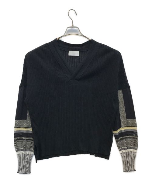 Mame Kurogouchi（マメクロゴウチ）Mame Kurogouchi (マメクロゴウチ) 19SS Sash Jacquard Knit Pullover　ジャガードニット ブラック サイズ:1の古着・服飾アイテム