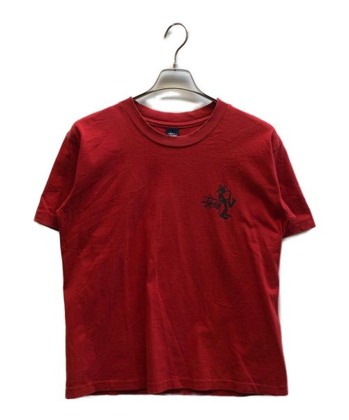 OLD STUSSY（オールドステューシー）OLD STUSSY (オールドステューシー) 90s シャドーマンプリントTシャツ レッド サイズ:Mの古着・服飾アイテム