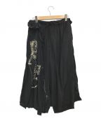YOHJI YAMAMOTOヨウジヤマモト）の古着「20SS 刺繍ラップワイドパンツ」｜ブラック